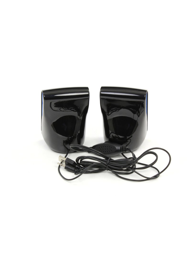 جينيس مكبر صوت ستيريو Genius SP-Q180 عالي الصوت، يعمل بمنفذ USB، ثنائي القنوات، متعدد الوسائط، مزود بمقبس صوت 3.5 ملم، مكبرات صوت مكتبية صغيرة الحجم تعمل بمنفذ USB لأجهزة الكمبيوتر الشخصية والمحمولة والأجهزة اللوحية والهواتف المحمولة - أسود/أزرق - Image 4